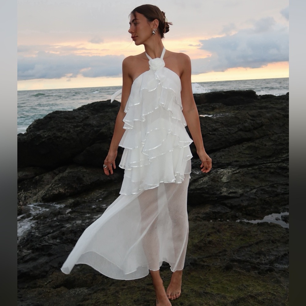 Elliatt White rose Halter Dress
